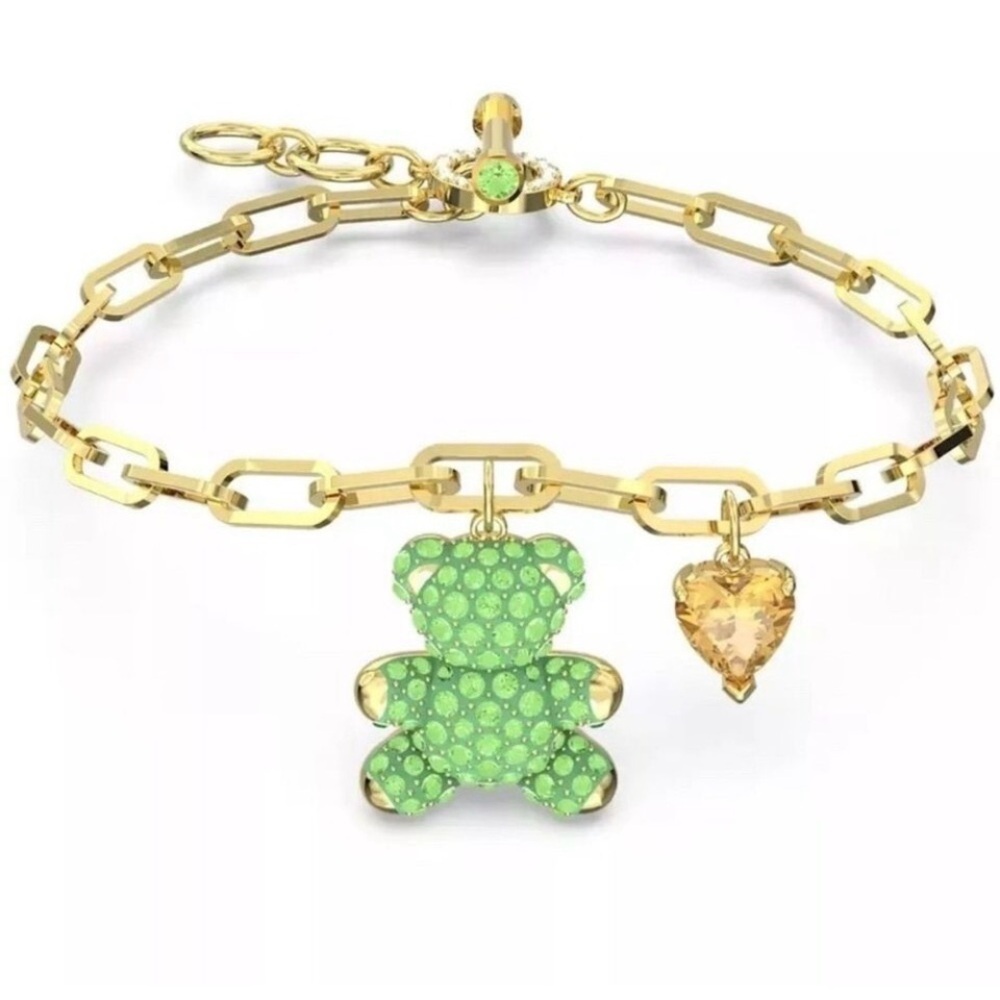 Swarovski Gold and Green Bear Bracelet